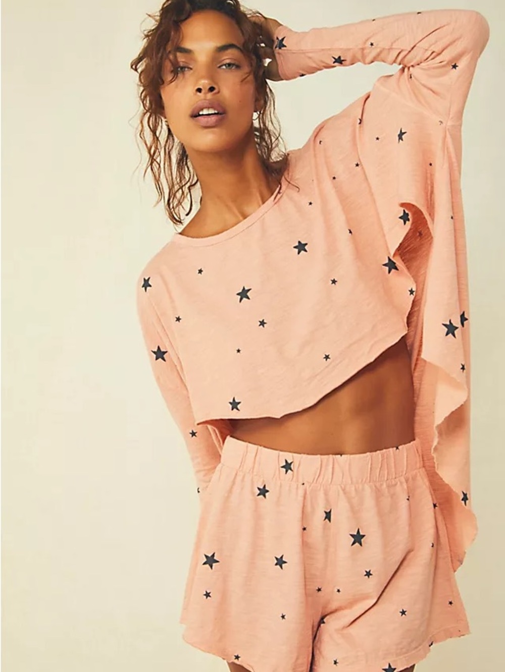 Intimately by Free People- Throw and Go top: size XS peach with black stars